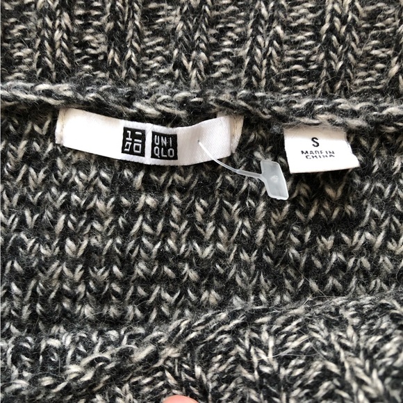 Uniqlo Wool Blend Marled Drop Shoulder Short Sleeve Sweater in Black & White S - Picture 6 of 10